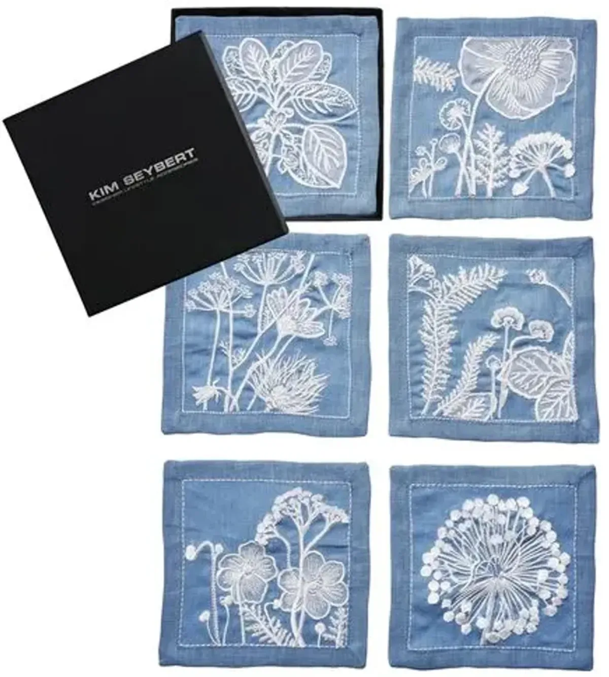 Set of 6 Sunprint Napkins - Blue/White - Kim Seybert