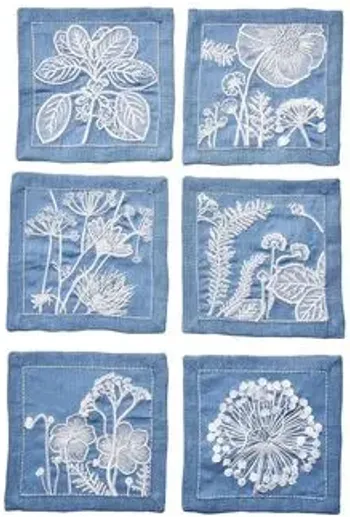 Set of 6 Sunprint Napkins - Blue/White - Kim Seybert