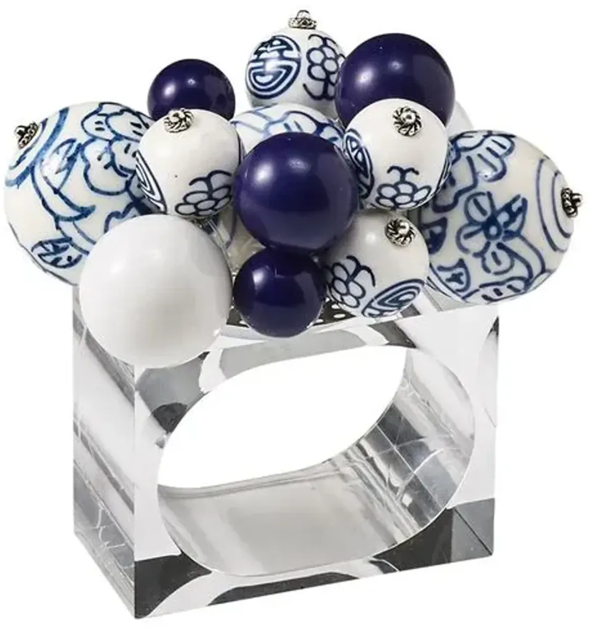 Set of 4 Cloud Napkin Rings - White/Blue - Kim Seybert