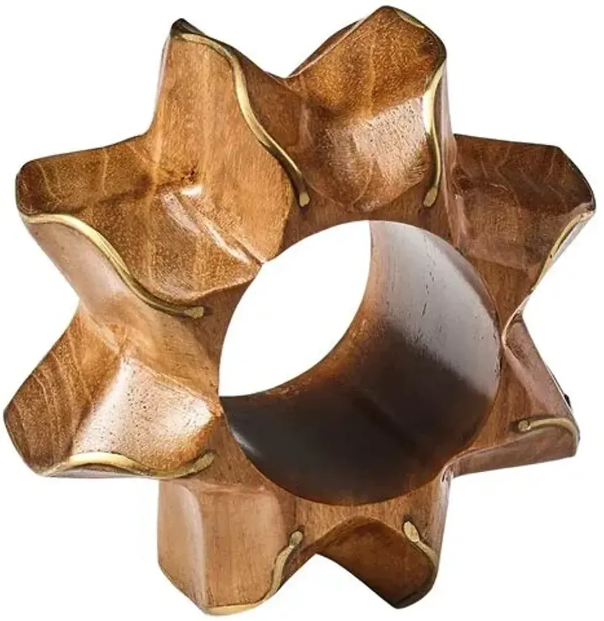 Set of 4 Twist Napkin Rings - Brown/Gold - Kim Seybert