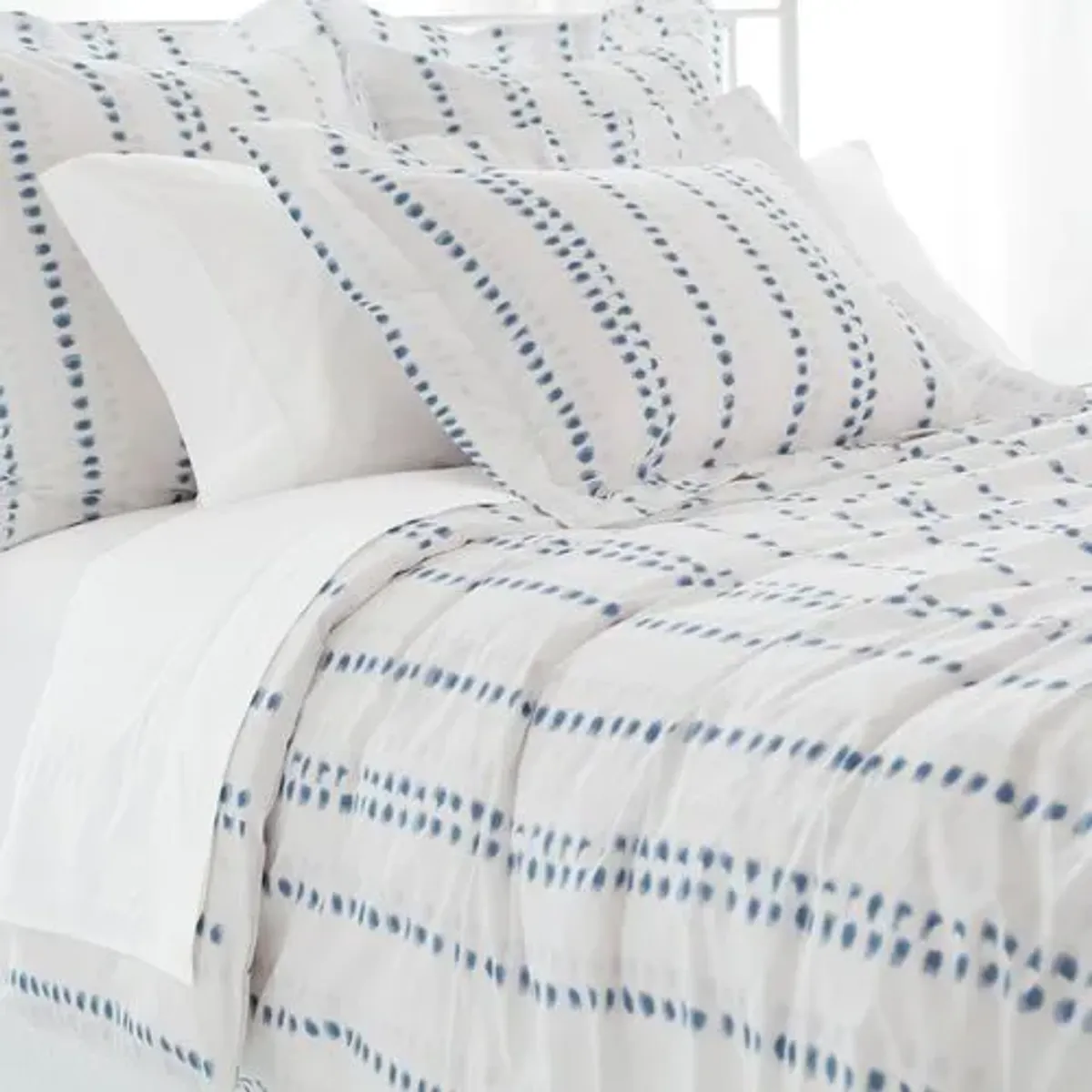 Ink Dots Sheet Set - Blue - Pine Cone Hill, 300 Thread Count, Egyptian Cotton Sateen, Soft and Luxurious