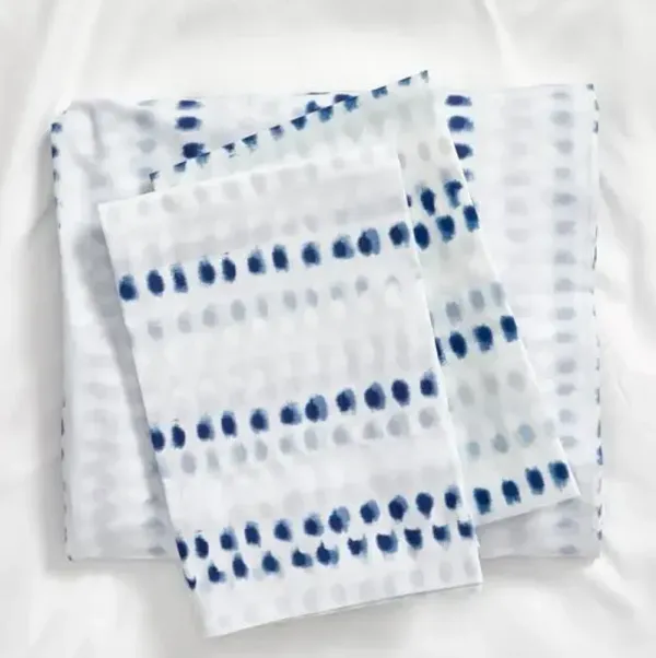 Ink Dots Sheet Set - Blue - Pine Cone Hill, 300 Thread Count, Egyptian Cotton Sateen, Soft and Luxurious