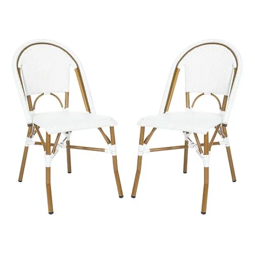 Set of 2 Salcha Outdoor Bistro Chairs - White