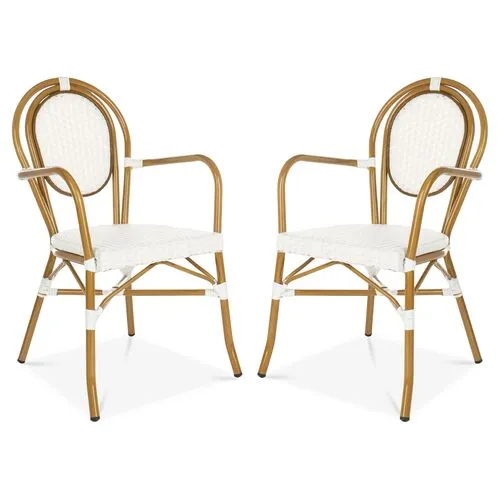 Set of 2 Rosen Outdoor Bistro Armchairs - White