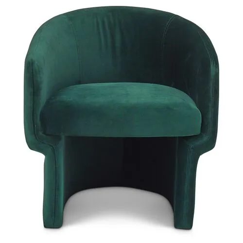 Demi Velvet Accent Chair - Dark Green Velvet, Comfortable, Durable, Cushioned