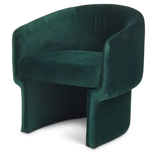 Demi Velvet Accent Chair - Dark Green Velvet, Comfortable, Durable, Cushioned