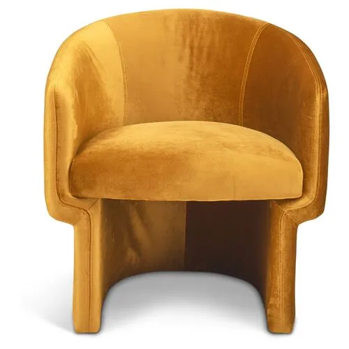 Demi Accent Chair - Yellow Velvet, Comfortable, Durable, Cushioned