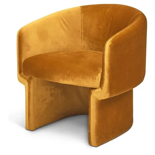 Demi Accent Chair - Yellow Velvet, Comfortable, Durable, Cushioned