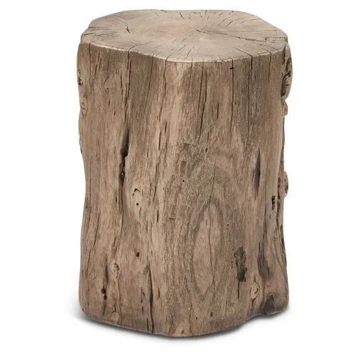 Solid Wood Stump Stool/Accent Table - Brown - 17H x 13W x 13D in