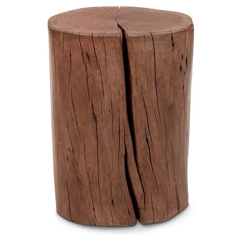Solid Wood Stump Stool/Accent Table - Warm Tan - Brown - 17H x 13W x 13D in