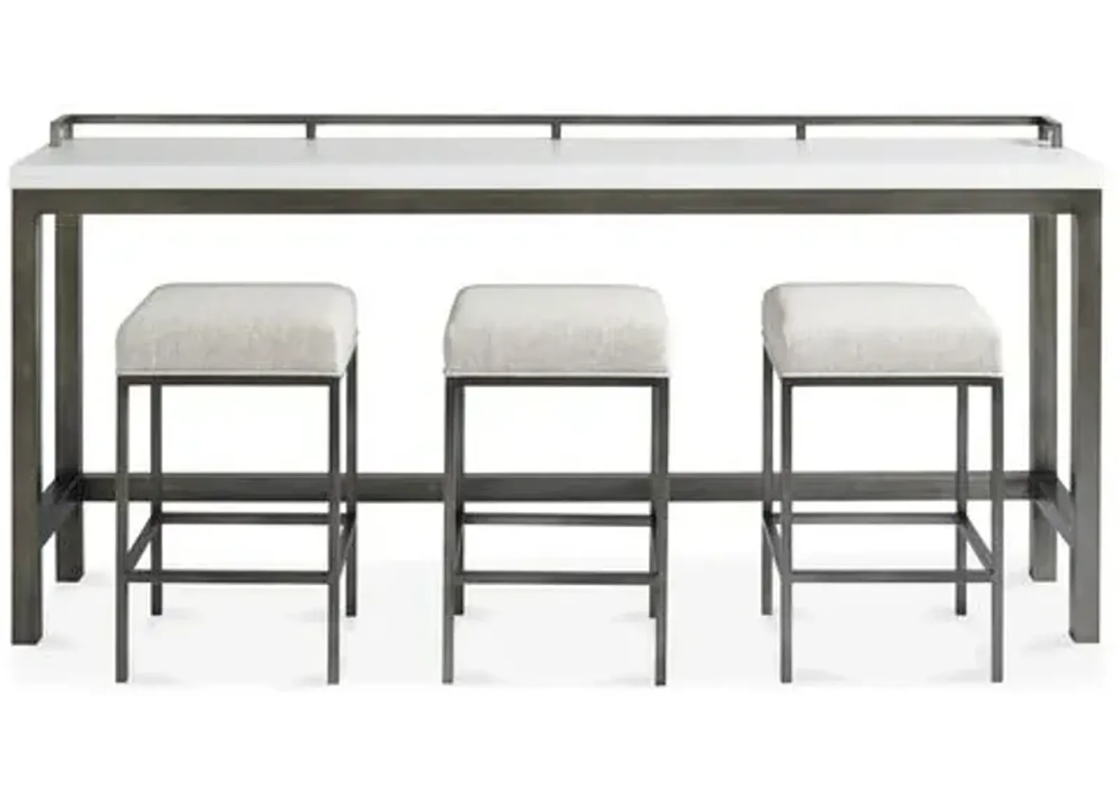 Curated Essence Console Table w/Stools - White/Pewter