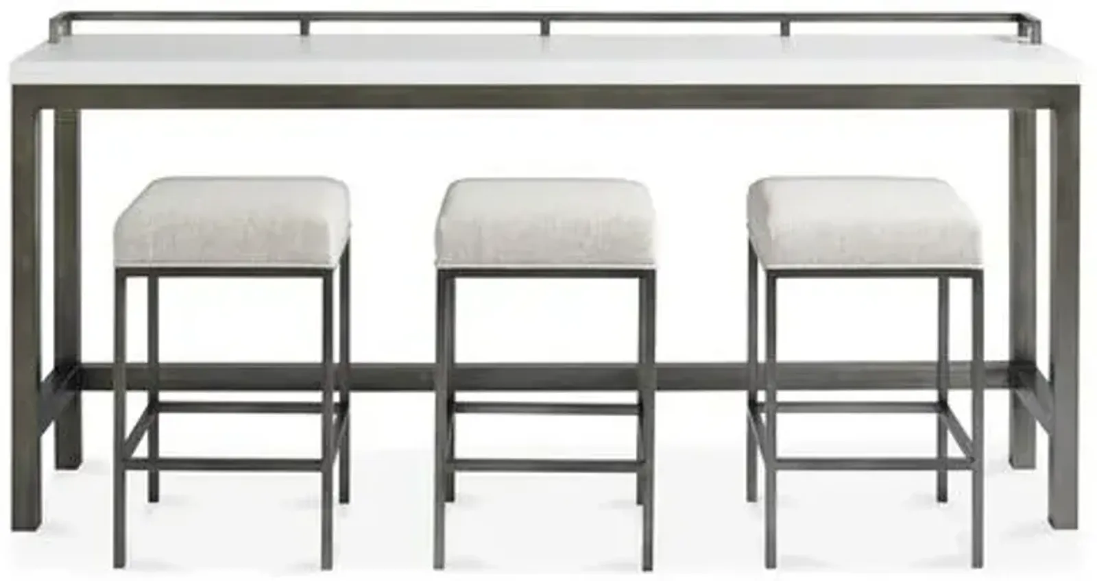 Curated Essence Console Table w/Stools - White/Pewter