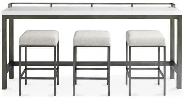 Curated Essence Console Table w/Stools, White/Pewter