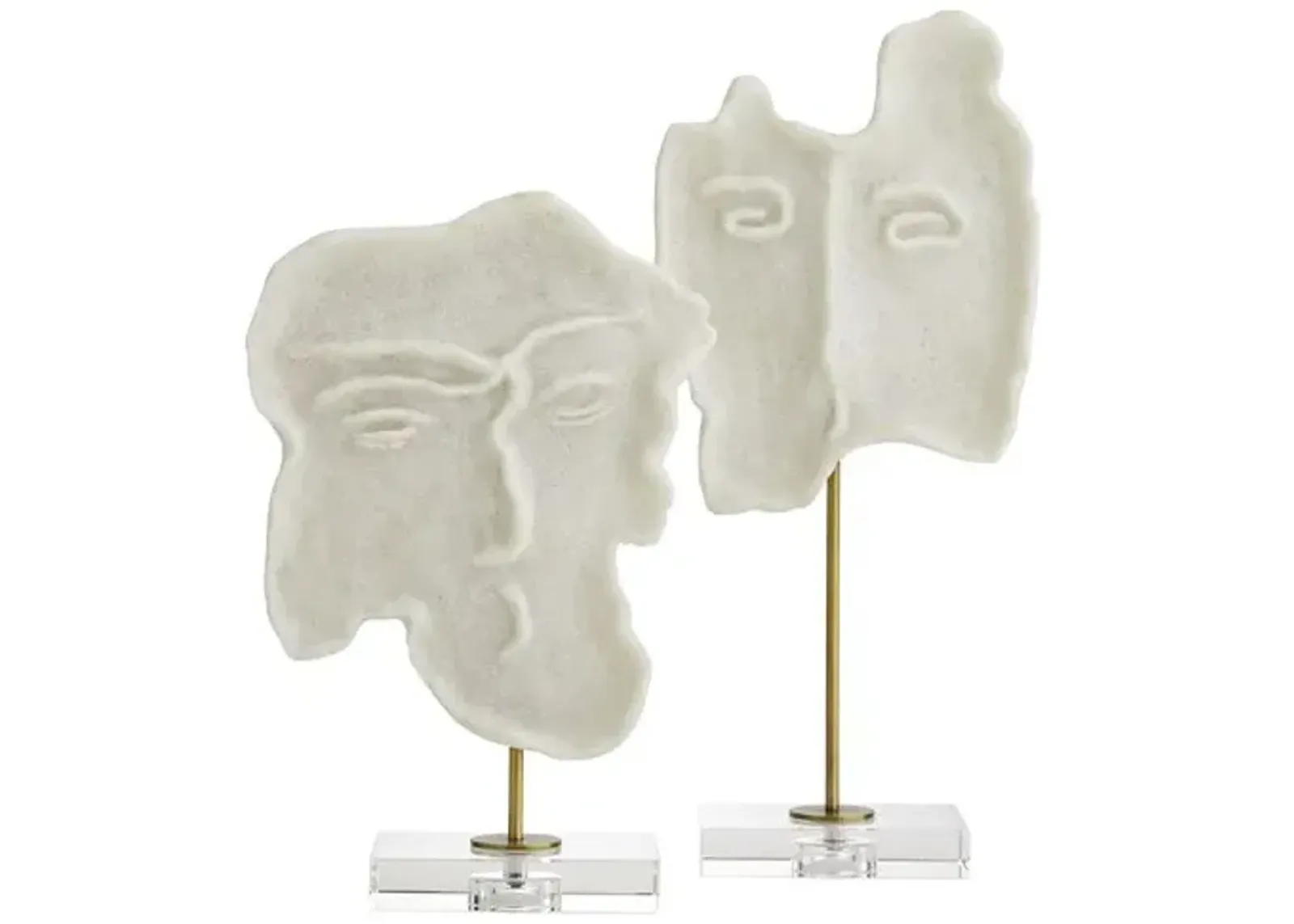 Set of 2 David Sculpture - White/Gold - Arteriors