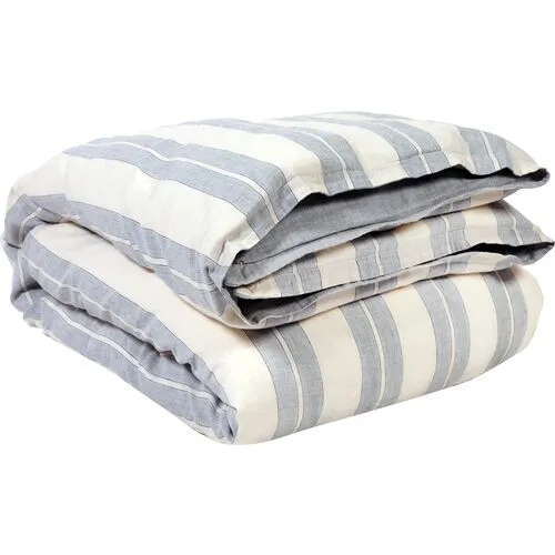 Carter Duvet Cover - Ivory/ Denim - Pom Pom at Home