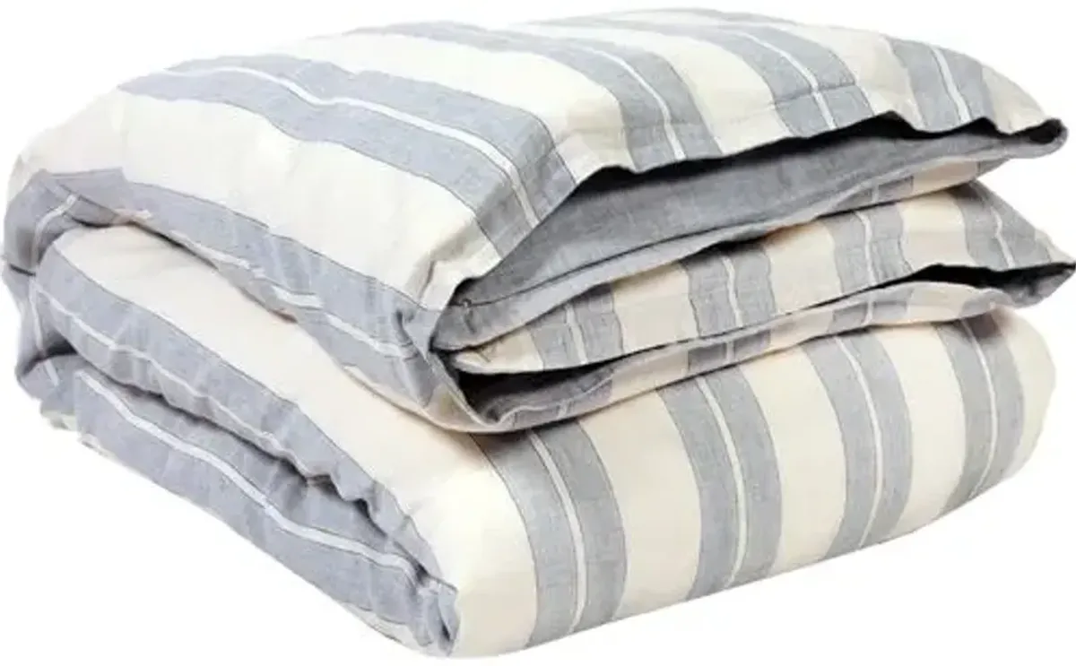 Carter Duvet Cover - Ivory/ Denim - Pom Pom at Home