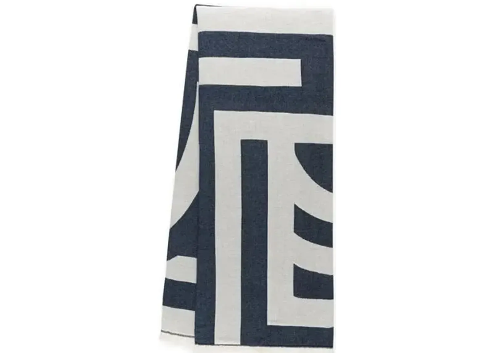 Deco Cotton Throw - Midnight Blue/Natural - Johanna Howard - Reversible