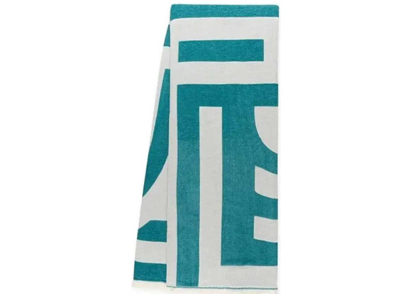 Deco Cotton Throw - Peacock Blue/Natural - Johanna Howard - Reversible