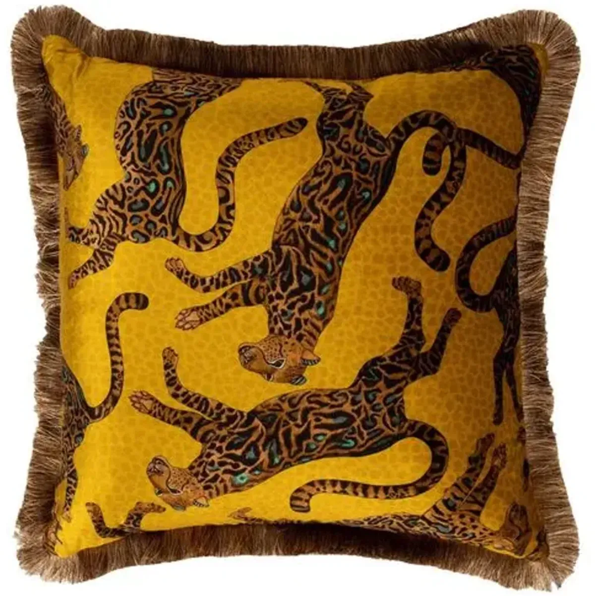 Cheetah Kings 24x24 Pillow - Gold Velvet - Ngala Trading Co.