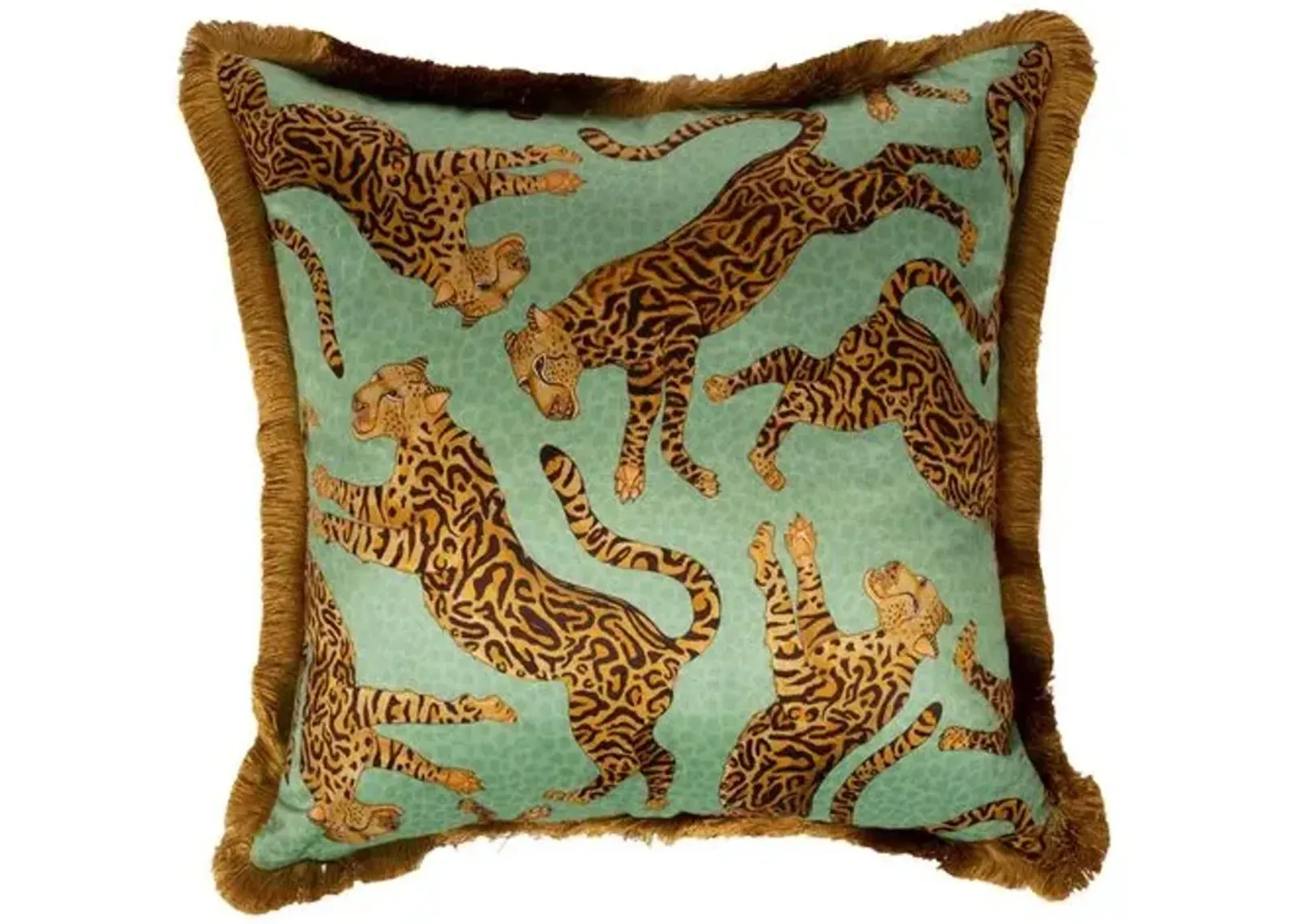 Cheetah Kings 24x24 Pillow - Jade Velvet - Ngala Trading Co.