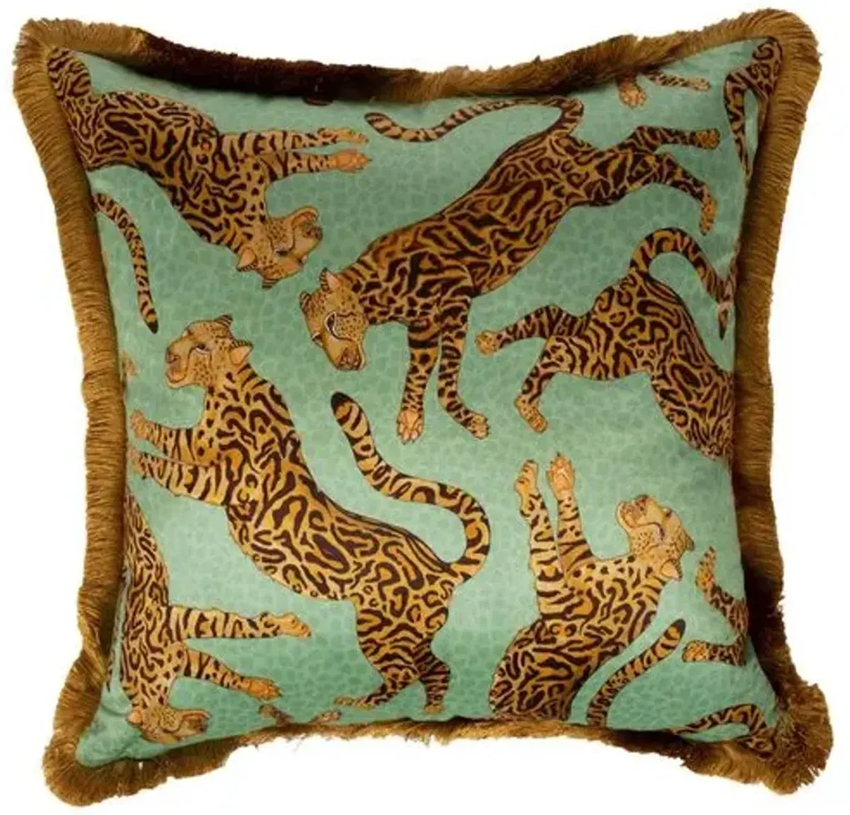 Cheetah Kings 24x24 Pillow - Jade Velvet - Ngala Trading Co.