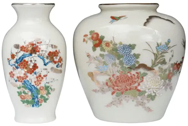 Japanese Imari Style Vases - Set of 2 - Interesting Things - white