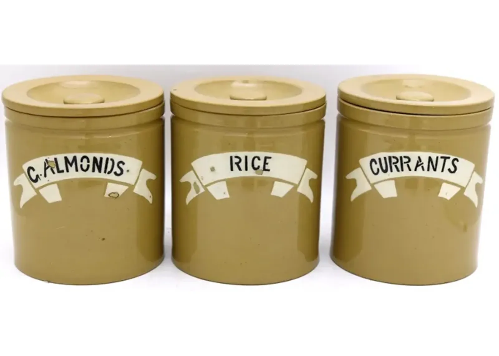 19th-C. Stoneware Kitchen Canisters - Set of 3 - New England Mercantile - Brown