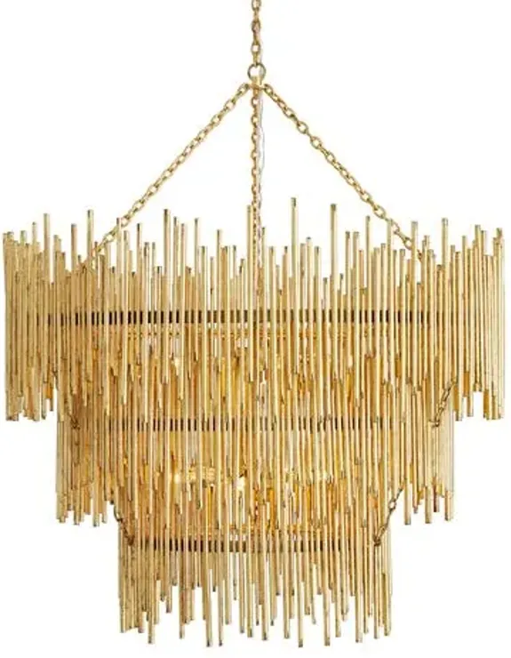 Prescott Three Tiered Chandelier - Gold Leaf - Arteriors