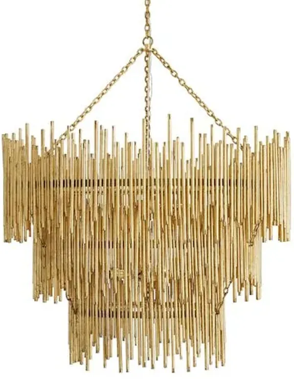 Prescott Three Tiered Chandelier - Gold Leaf - Arteriors