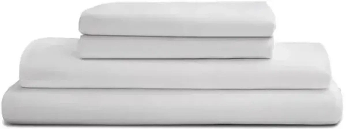 Eucalyptus Sheet Set - Snow - Sijo - White, 300 Thread Count, Egyptian Cotton Sateen, Soft and Luxurious