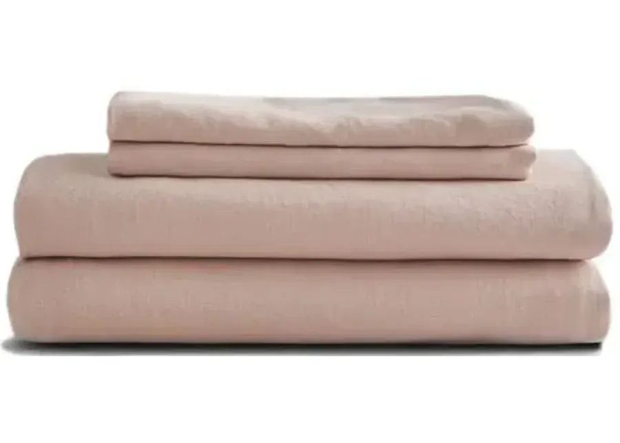 French Linen Sheet Set - Blush - Sijo - Pink, 300 Thread Count, Egyptian Cotton Sateen, Soft and Luxurious