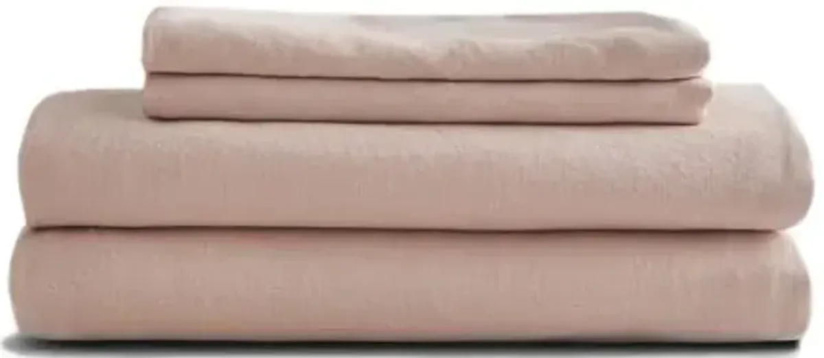 French Linen Sheet Set - Blush - Sijo - Pink, 300 Thread Count, Egyptian Cotton Sateen, Soft and Luxurious