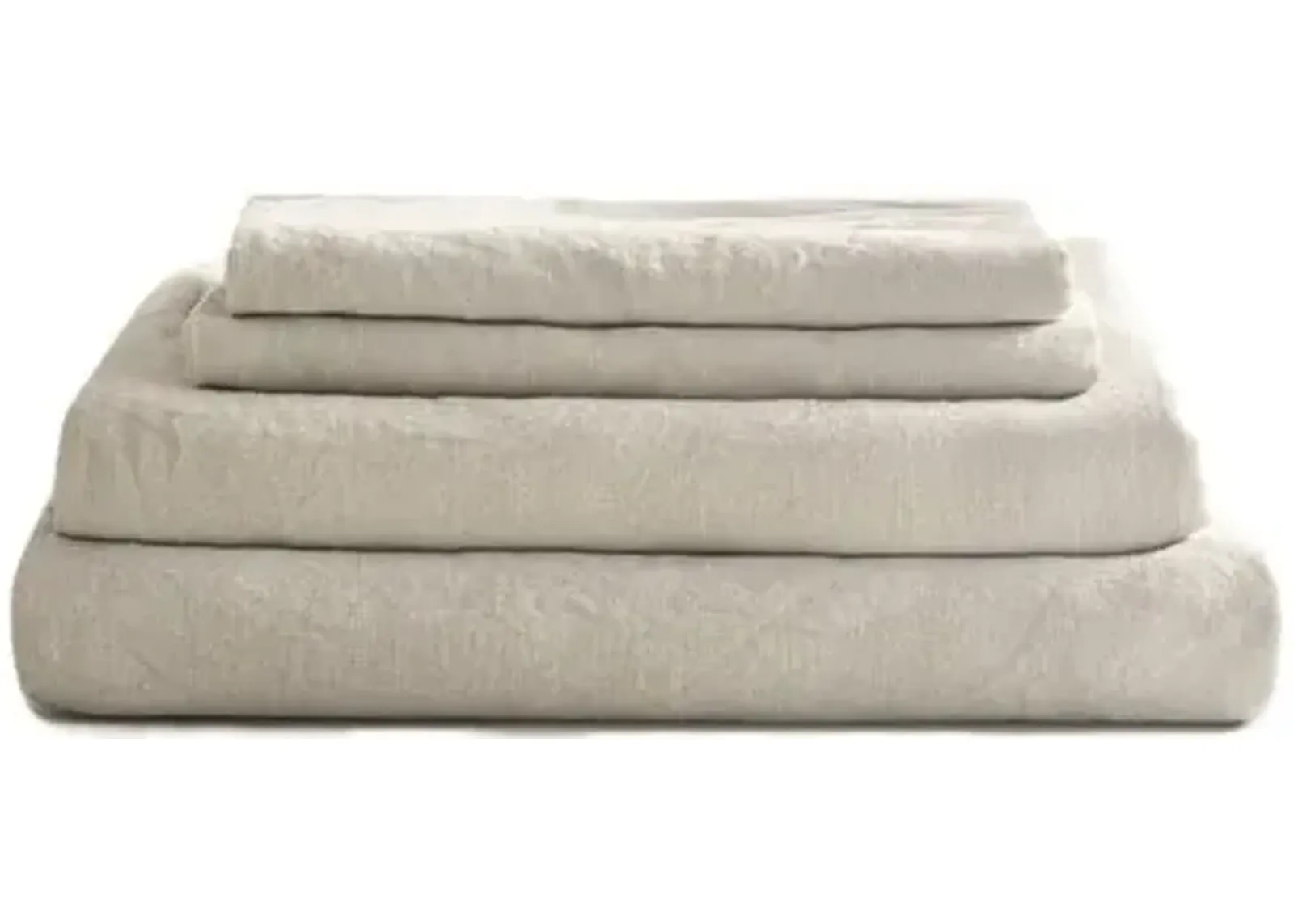 French Linen Sheet Set - Fog - Sijo - Gray, 300 Thread Count, Egyptian Cotton Sateen, Soft and Luxurious