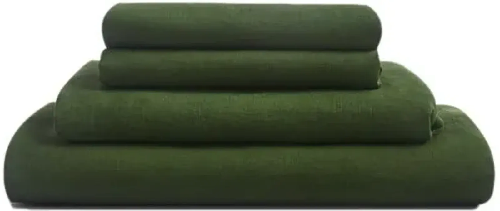 French Linen Sheet Set - Forest - Sijo - Green, 300 Thread Count, Egyptian Cotton Sateen, Soft and Luxurious