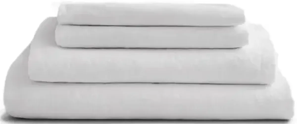 French Linen Sheet Set - Snow - Sijo - White, 300 Thread Count, Egyptian Cotton Sateen, Soft and Luxurious