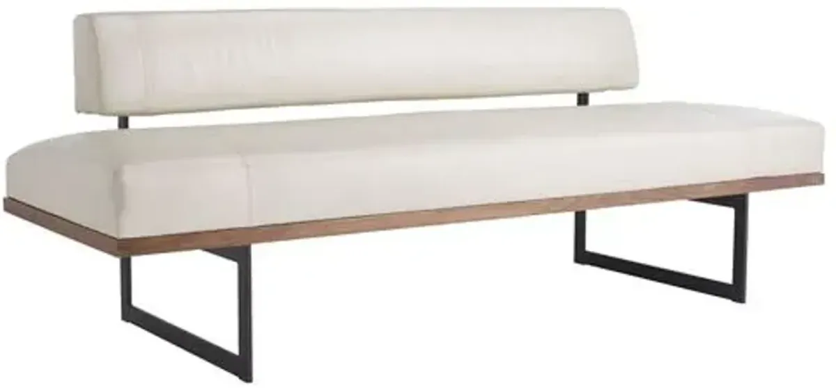 Tuck Leather Bench - Ivory - Beth Webb for Arteriors