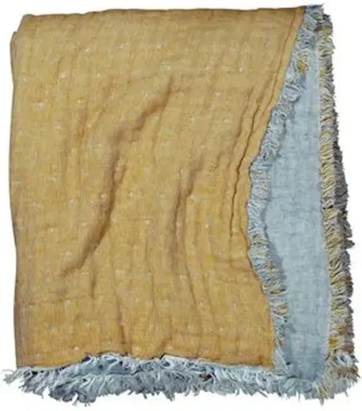 Cozi Cotton Blend Throw - Goldenrod/Heather Gray - Johanna Howard - Reversible, Fringed