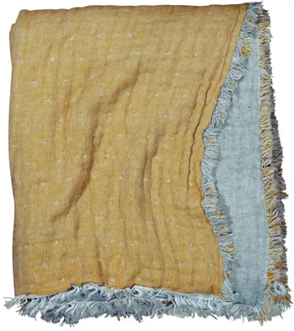 Cozi Cotton Blend Throw, Goldenrod/Heather Gray