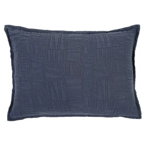 Harbour Sham - Navy - Pom Pom at Home - Blue