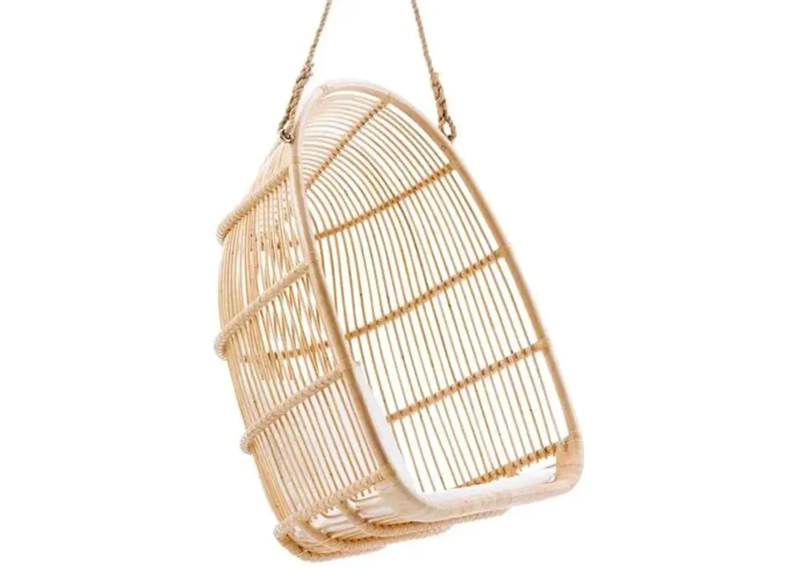 Renoir Rattan Hanging Swing Chair - Natural/White - Sika Design - Handcrafted