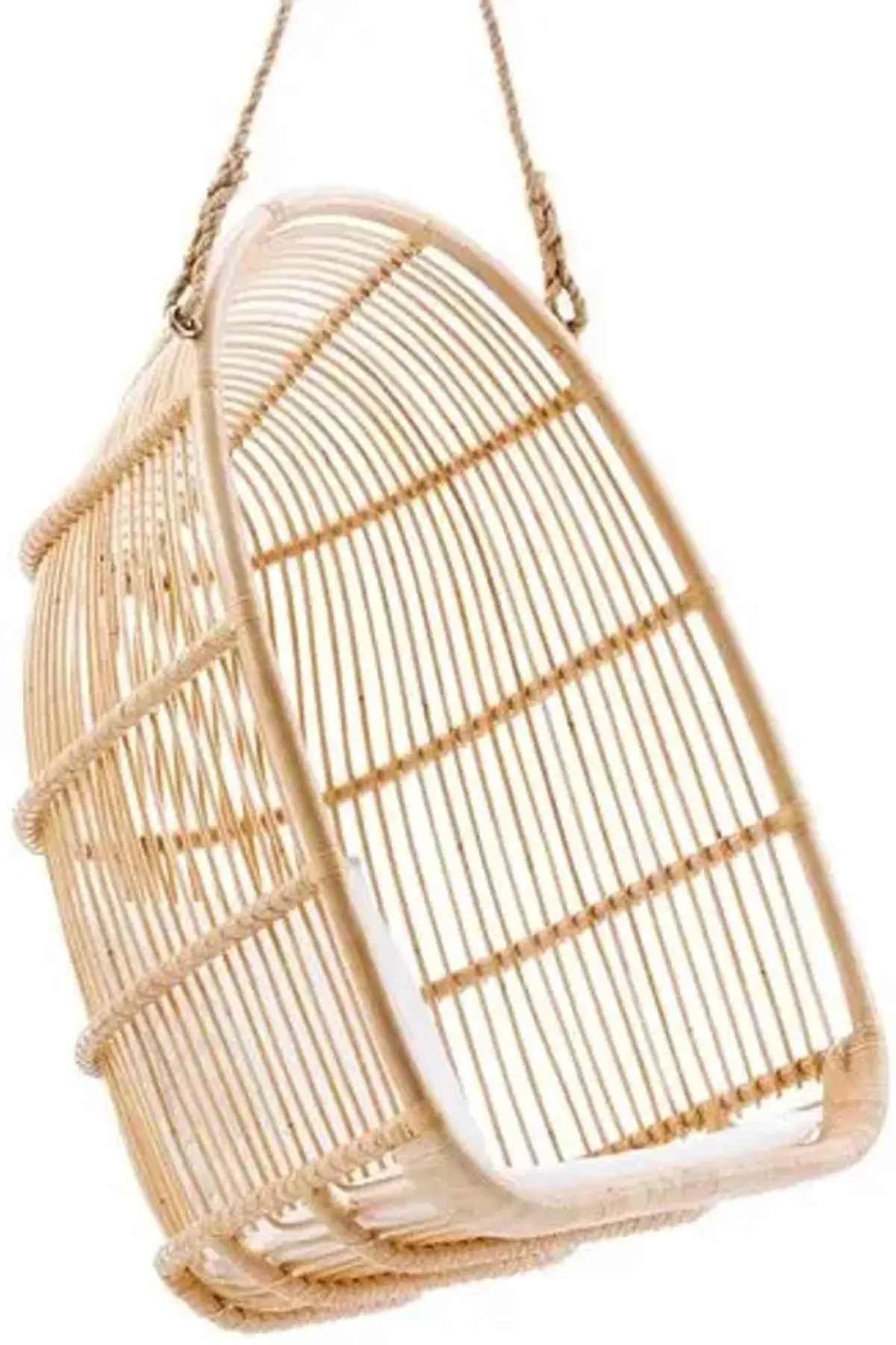 Renoir Rattan Hanging Swing Chair - Natural/White - Sika Design - Handcrafted