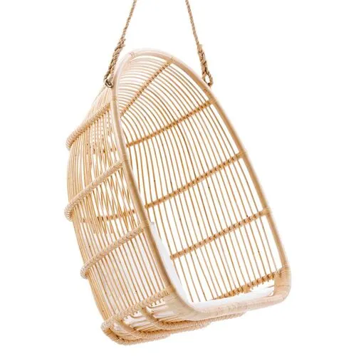 Renoir Rattan Hanging Swing Chair - Natural/White - Sika Design - Handcrafted