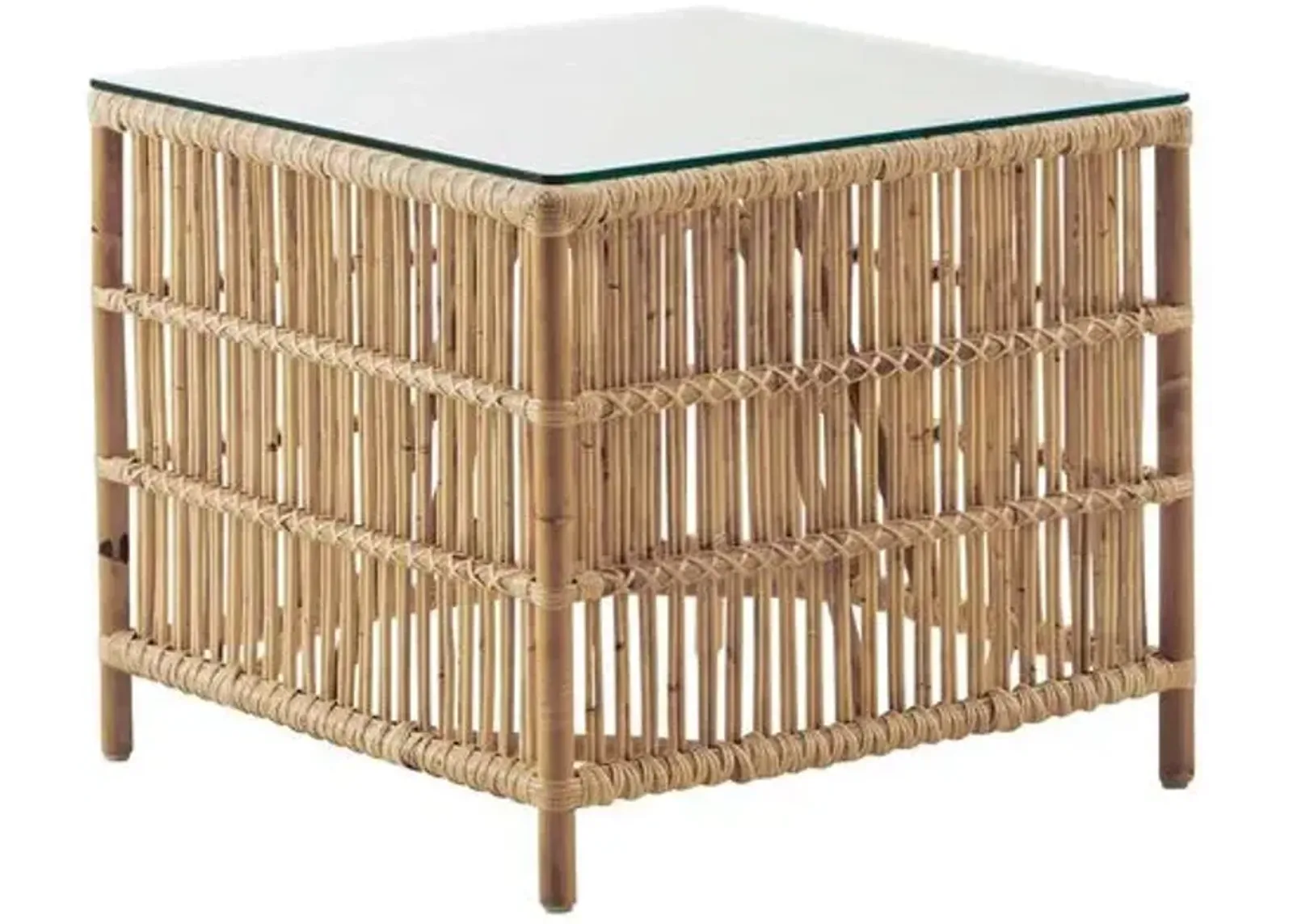 Glass-Top Donatello Outdoor Side Table - Natural - Sika Design - Beige