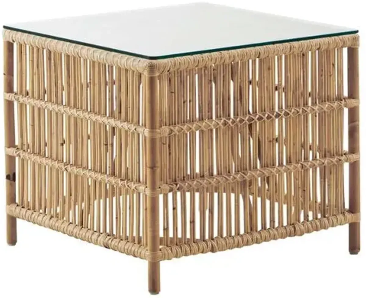 Glass-Top Donatello Outdoor Side Table - Natural - Sika Design - Beige