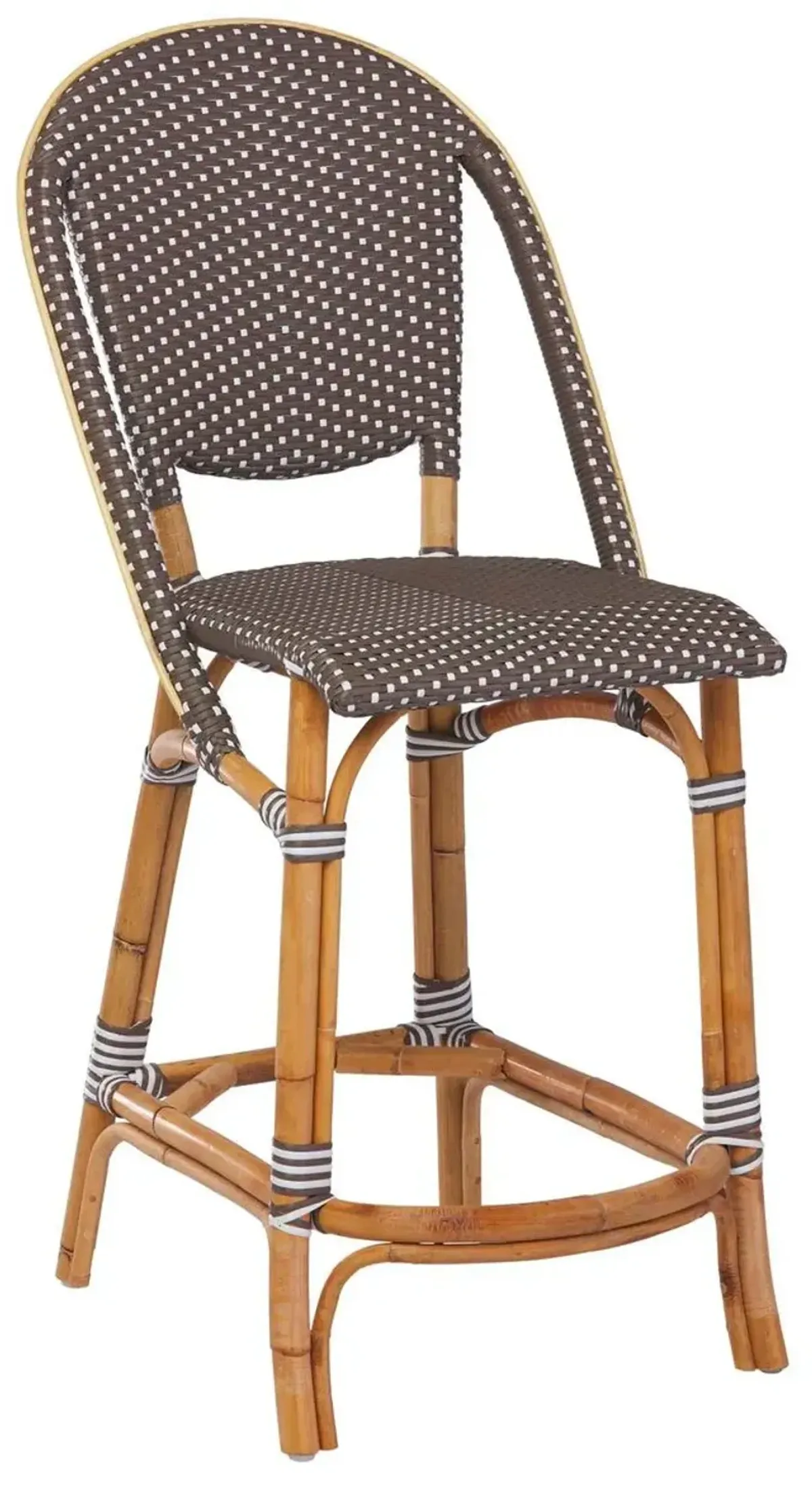 Sofie Rattan Counter Stool, Cappuccino/White Dots