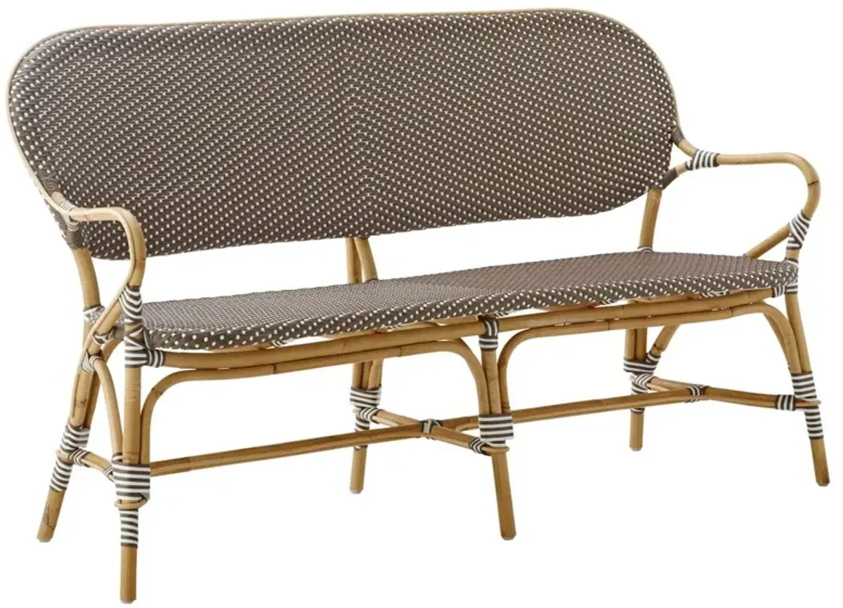 Isabell Rattan Bench, Cappuccino/White Dots