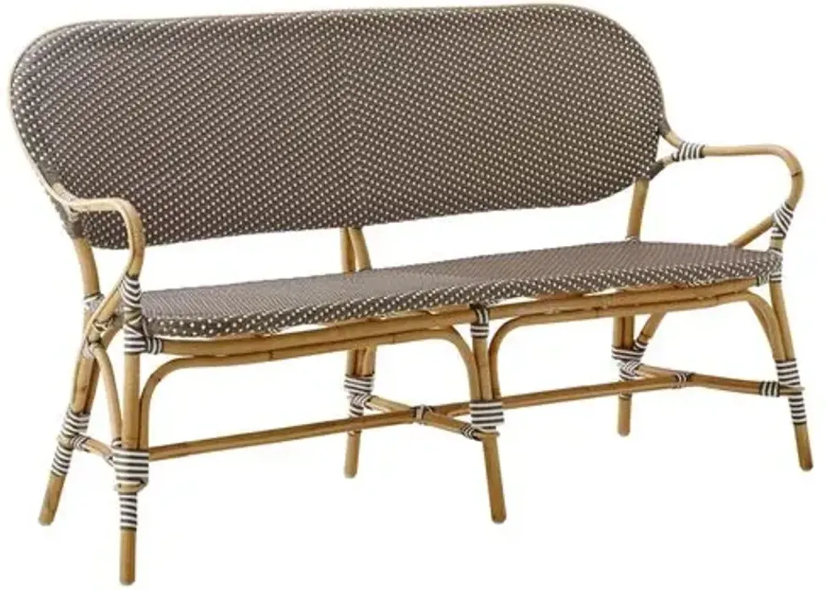 Isabell Rattan Outdoor Bench - Cappuccino/White Dots - Sika Design - Brown