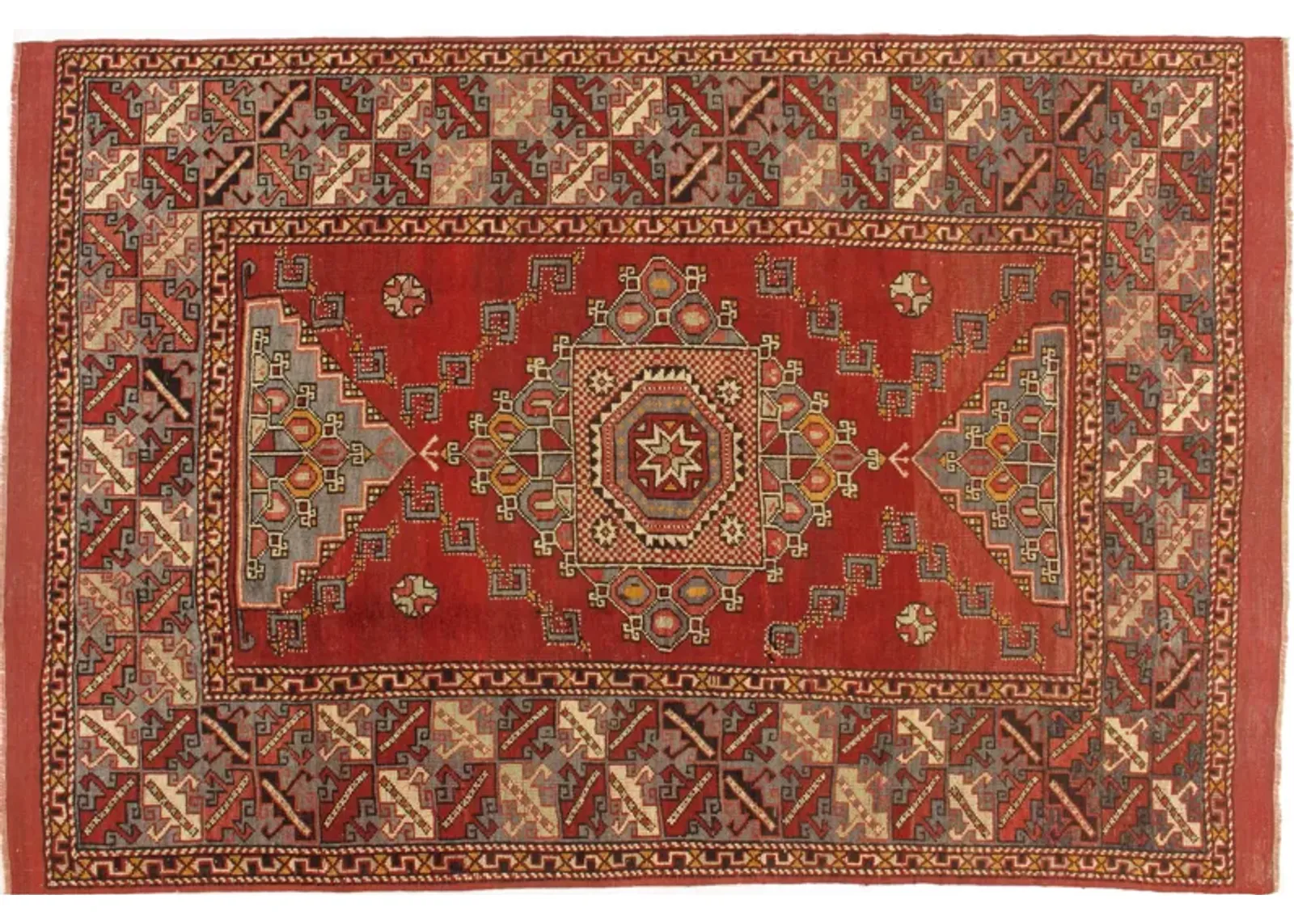 Turkish Oushak Rug - 5'5" x 8'2" - Red - Red