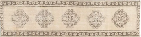 Turkish Oatmeal Oushak Runner 2'9 x 10'1 - Brown