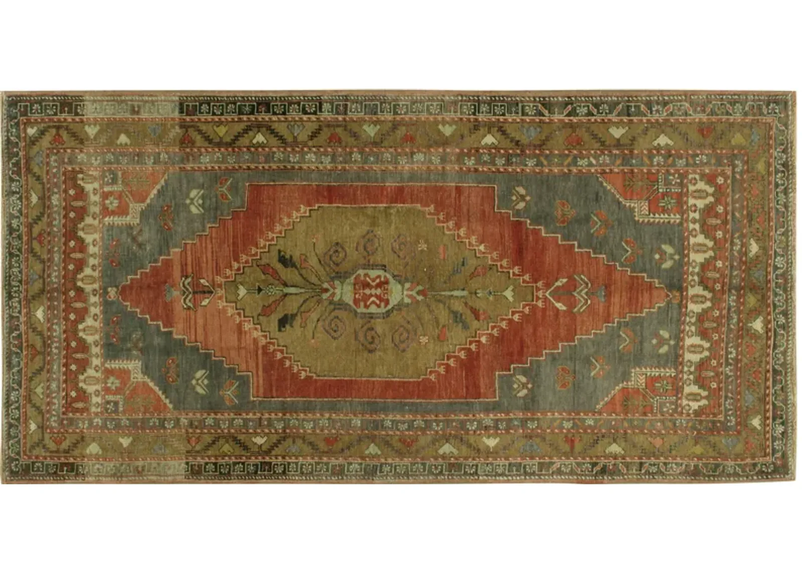 Turkish Oushak Rug 4'7 x 8'7 - blue - blue